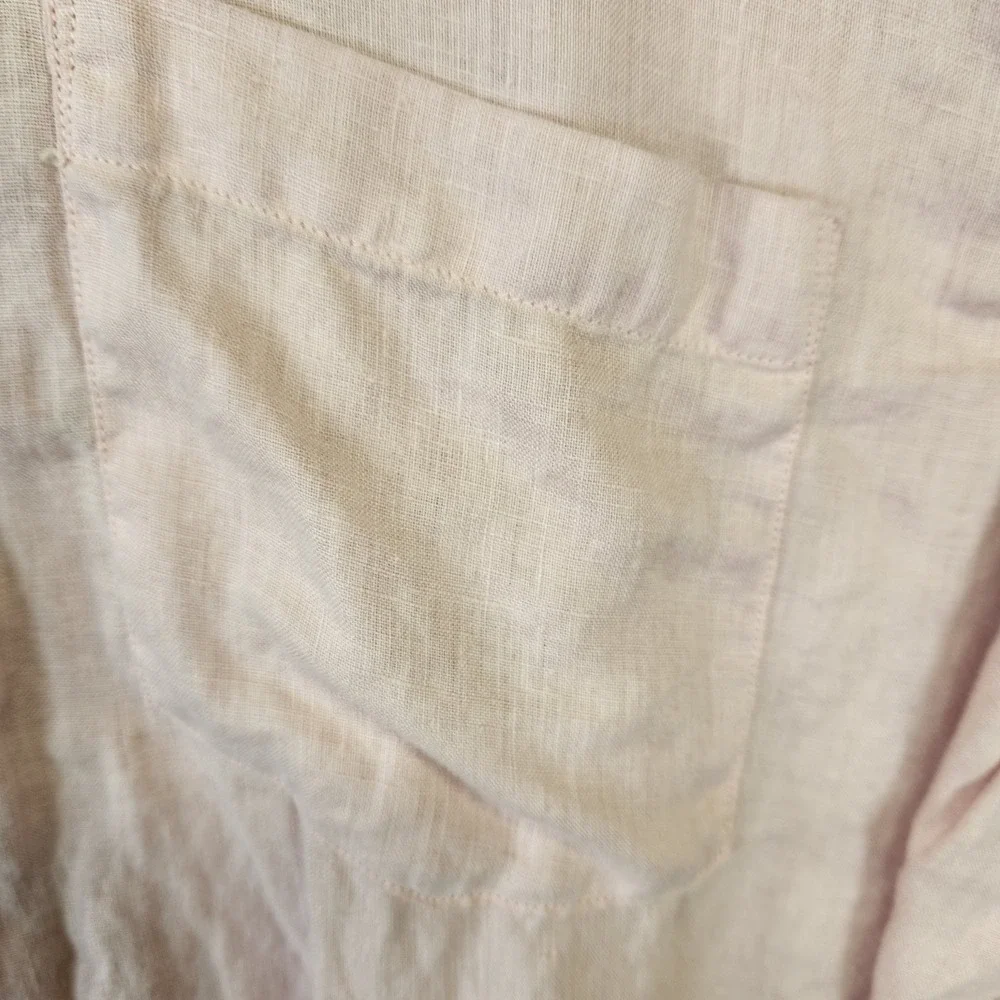 Banana Republic Garment Dye Linen Button Up Shirt Men XL Pink Long Sleeve Casual